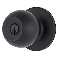 BRINKS – Transitional Keyed Entry Ball Door Knob, Matte Black - Designed for Traditional and Transitional Homes and Blends Seamlessly with Interior Décor (E2415-122)