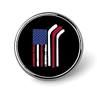 American Flag Made with Hockey Sticks Round Brooch Pin Lapel Pins TIe for Men Women Suit Dress Accessories Wedding Birthday