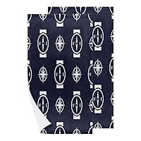 Maritime Mood Stylized Compass Hand Bath Towel Set of 2 Microfiber Quick Dry Soft Comfortable Absorbent Hand Towel Bathroom Towel 28.3 * 14.4 Inch for Bathroom Kitchen Gym Beach