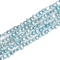 Freshwater Cultured Pearl Beads for Jewelry Making Gemstone Semi Precious 6-7mm Freeform Blue 15