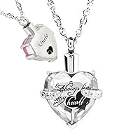 misyou Glass Cremation Jewelry Always in My Heart Birthstone Pendant Urn Necklace Ashes Holder Keepsake (uncle)