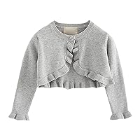 Girls Knit Cardigan Little Girls Blouses Long Sleeve Cable Knit Coat Ruffle Sweater Warm Tops Fall Winter