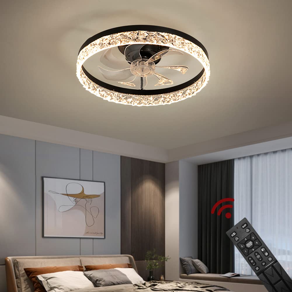 Deckenventilator mit LED Beleuchtung Deckenlampe Ventilator D3304 Ø 50cm mit Fernbedienung Lichtfarbe/Helligkeit einstellbar dimmbar LED Deckenleuchte fan ceiling light (D3304)