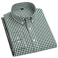 Men's Casual Plaid Shirt Long Sleeve Easy-Care Shirts Cotton Shirts