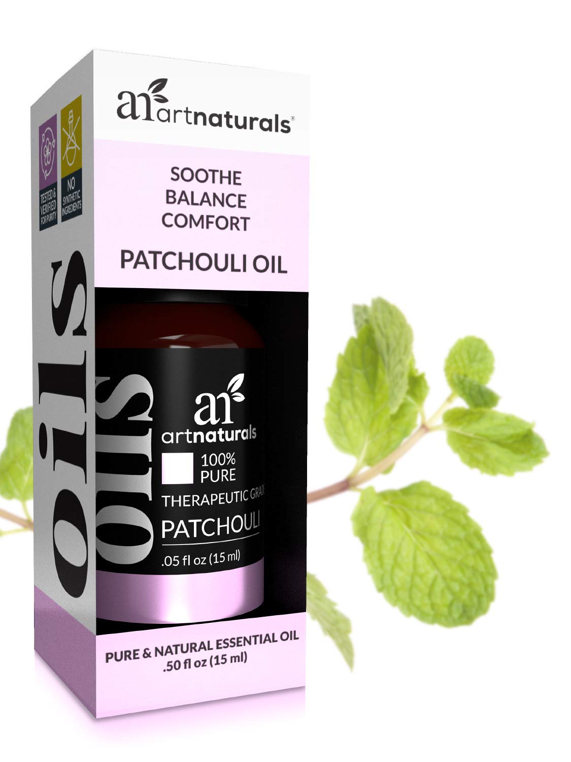 artnaturals 100% Pure Patchouli Essential Oil - (.5 Fl Oz / 15ml) - Undilued Therapeutic Grade Fragrance Oil - Soothe Balance and Comfort - for Diffuser, Skin, Body and Perfume