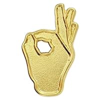 Gold Plated OK Hand Sign Language Lapel Pin