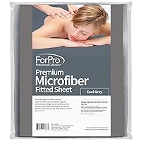 ForPro Premium Microfiber Massage Fitted Sheet, Cool Grey, Ultra-Light, Stain and Wrinkle-Resistant, for Massage Tables, 36
