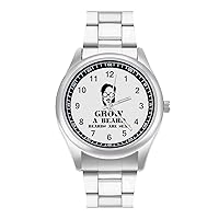 Grow A Beard Classic Watches for Men Fashion Graphic Watch Easy to Read Gifts for Work Workout