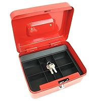 Stalwart 75-6580 Hawk 8-Inch Key Lock Red Cash Box with Coin Tray
