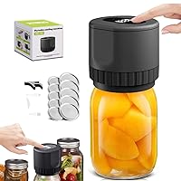 TrueBright Mason Jar Vacuum Sealer, Mason Jar Vacuum Sealer with LED Touch Screen/for Mason Jars Vacuum Sealing Machine for Food Storage, with 10 Sealing Caps (Color : Black)