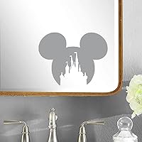Mouse Face Magic Castle Kingdom Sticker Decals in a Variety of Colours and Sizes (12cm x 9cm, Silver)
