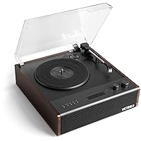 Eastwood Signature 3-Speed Bluetooth Turntable with Built-in Speakers and Dust Cover | Upgraded Turntable Audio Sound | Espresso (VTA-73-ESP)