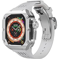 Titanium Alloy Watch Case+Watch Band Upgrade Kit，For Apple Watch Ultra 2 49mm Band, RM Style Men's Metal Frame Replacement Band，For iWatch 2 49mm