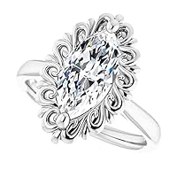 Solitaire Flower Shape Engagement Ring Marquise Cut 2.10CT, VVS1 Clarity, Colorless Moissanite Ring, 925 Sterling Silver, Wedding Ring, Promise Ring, Perfact for Gift Or As You Want