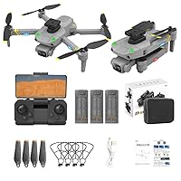 New Upgraded Brushless Motor Safe Drone for Kids with Camera, Drone for Adults with Obstacle Avoidance, 45 Minutes 3 Batteries, Protective Frames, Cool Flash Lights , 3D Flips, Stable Hover,