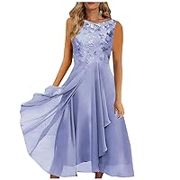 Women's Wedding Dresses for Bride Lace Patchwork Dress Cut-Out Sleeveless Bridesmaid Evening Formal Dresses