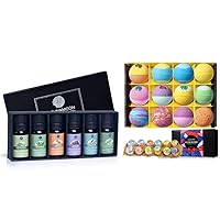 Lagunamoon Bath Bombs Gift Set (12 Pcs) - Top 6 Natural Essential Oils, Shea Butter, Sea Salt, SPA Bubble Fizzies for Kids, Women, Mom, Girlfriend