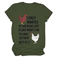 Womens Chicken Mom T-Shirt, Funny Letter Print Short Sleeve Shirts Chicken Graphic Tee Cute Summer Casual Tops Trendy