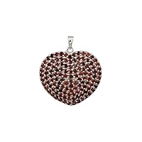 Cluster Pendant 0.03 Ctw Round Garnet Gemstone Beautiful Heart Necklace Jewelry