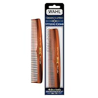 Wahl Beard, Mustache, & Hair Styling Comb for Men's Grooming - Handcrafted & Hand Cut with Cellulose Acetate - Smooth, Rounded Tapered Teeth - Model 3328