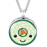 Wild Essentials Sushi Roll Enamel Finish Essential Oil Diffuser Necklace Gift Set - Includes Aromatherapy Pendant, 24