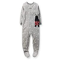 Little Girls' 1-Piece Microfleece Holiday Pajamas (5, Grey Dot)
