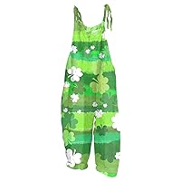 Jumpsuit For Women Fashion St.Patrick's Day Print Daily Cotton Dressy Linen Casual Vintage Fashion Romper Summer Pants