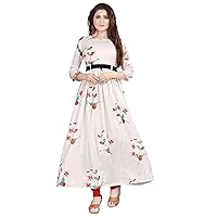 Jessica-Stuff Women Floral Print Rayon Blend Stitched Flared/A-line Gown Wedding Dress (16998)