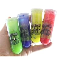 4 Alien Test Tube Slime with Mini Figurine - Oozy Gooey Fun Party Favor Prize Toy