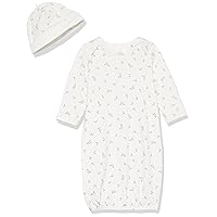 Little Me baby girls Gown and Hat Night Shirt, Ivory, 0-3 Months US