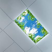 Fluorescent Light Covers for Classroom Office - Light Filters Ceiling LED Ceiling Light Covers - Office & Classroom Decorations - Tree Leaves Sky Clouds Pattern