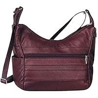 Women's Leather Medium Cross Body Purse Shoulder Ladies Handbag with Many Pockets