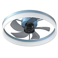 Ceiling Fan with Remote Control Memory Functions 21dB Low Noise 6 Adjustable Speeds Dimmable Led Ceiling Fan for Hallways Balconies Patios Blue
