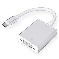 USB-C to VGA Adapter, USB 3.1 Type C (Thunderbolt 3) to VGA Converter Compatible with MacBook Pro, New MacBook, MacBook Air 2018, Dell XPS 13/15, Surface Book 2 and More (Silver)