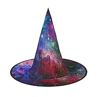 Mqgmzcolorful Galaxy Print Enchantingly Halloween Witch Hat Cute Foldable Pointed Novelty Witch Hat Kids Adults