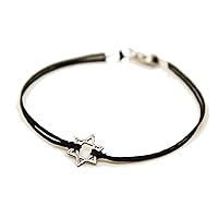 Star of David men's bracelet, silver, gift for him, black bracelet for men, Bar Mitzvah gift, Jewish, Hebrew Jewelry from Israel, judaica