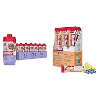 Protein Shake Chocolate 12 Pack + Hydration Packets SlimFast Intermittent Fasting Electrolytes Berry Lemonade 12 Count