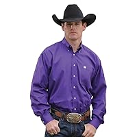 Cinch Men's Classic Fit Long Sleeve Button One Open Pocket Solid Shirt, Purple, 3X-Large