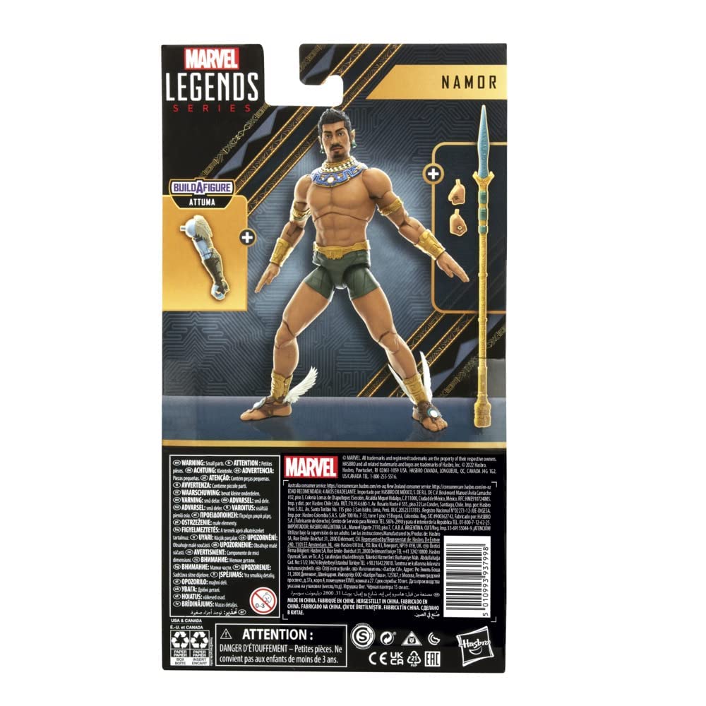 Marvel Legends Series Black Panther Wakanda Forever Namor 6-inch MCU Action Figure Toy, 3 Accessories, 1 Build-A-Figure Part