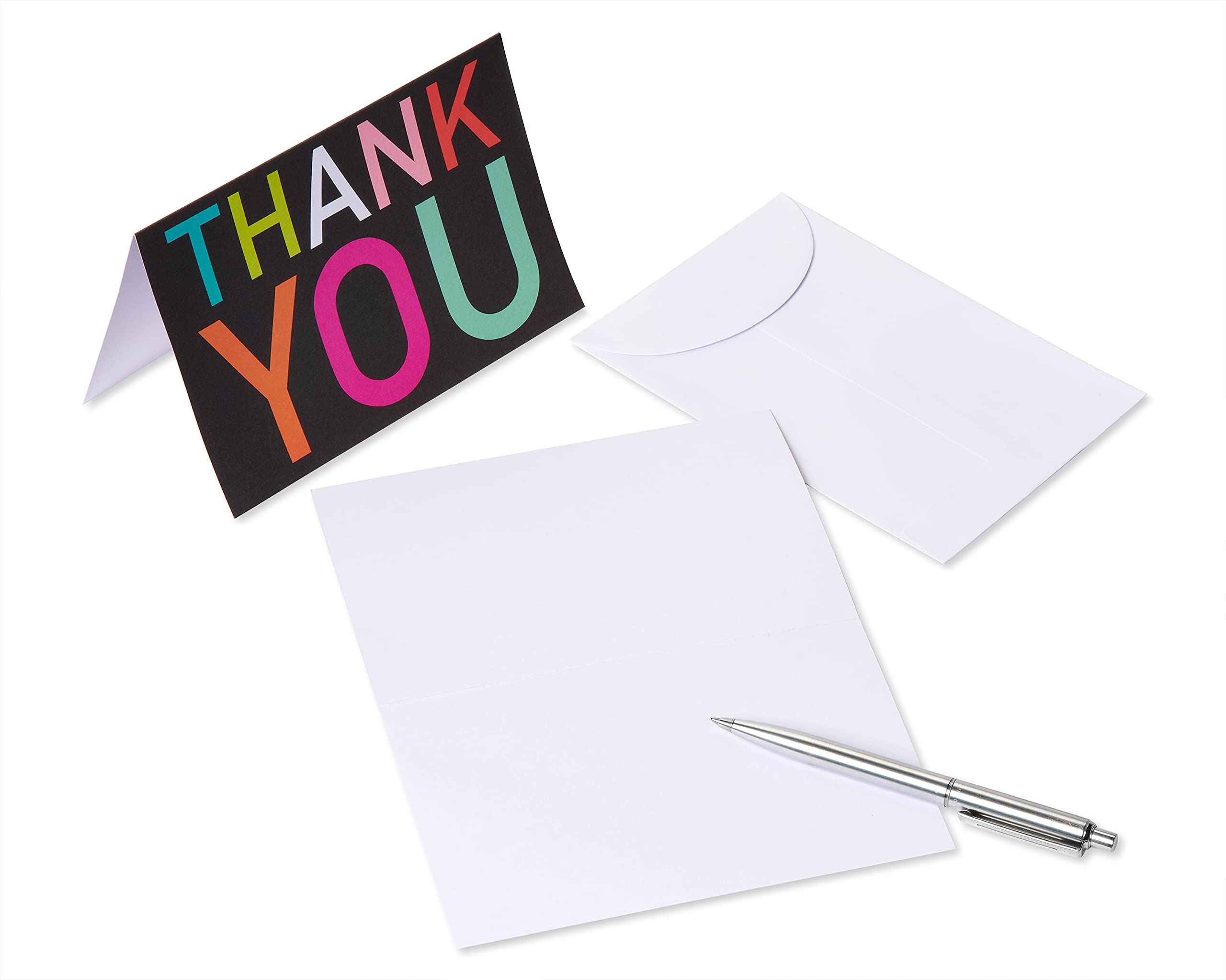 American Greetings Thank You Cards with Envelopes, Multicolored Lettering (48-Count)