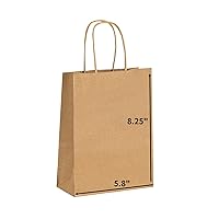 METAPRINT 100 Pack 5.8x3.2x8.25 Inch Small Brown Paper Bags with Handles Bulk, Paper Gift Bags, Kraft Bags for Birthday Party Favors Grocery Retail Shopping Business Goody Craft Bags