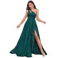 Chiffon Teal Plus Size Bridesmaid Dresses for Women Ruffle One Shoulder Formal Evening Dress Size 26W