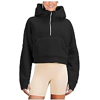 Womens Fashion Zip Up Hoodies Cropped Sweatshirt Fall Outfits Pullover Sweaters Tops Winter Teen Girls Y2K Clothes 2023
