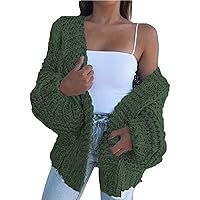 Chunky Knit Cardigan for Women Oversized Fall Winter Long Sleeve Sweater Open Front Casual Solid Cardigans Coat