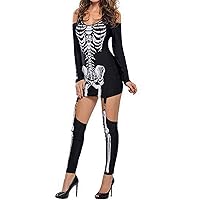 Halloween Masquerade Skeleton Print Sexy Strapless Performance Clothing