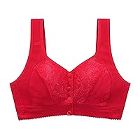 Women's Front Side Buckle Lace Edge Without Steel Ring Movement Seamless Gathering Adjustment Bras for Plus