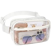 Veckle Clear Fanny Pack - Stadium Approved Clear Belt Bag for Women Large Transparent Waist Bag Crossbody with Adjustable Strap for Sports Events, Concerts, White