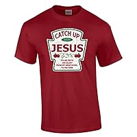 Catch Up with Jesus Short Sleeve T-Shirt-Heather Red-XXL