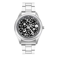 Moons and Stars Classic Watches for Men Fashion Graphic Watch Easy to Read Gifts for Work Workout