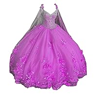 Ball Gown Charro Quinceanera Dresses Cinderella with Wrap Printed Floral Flowers Corset Glitz Formal Gowns Purple 16